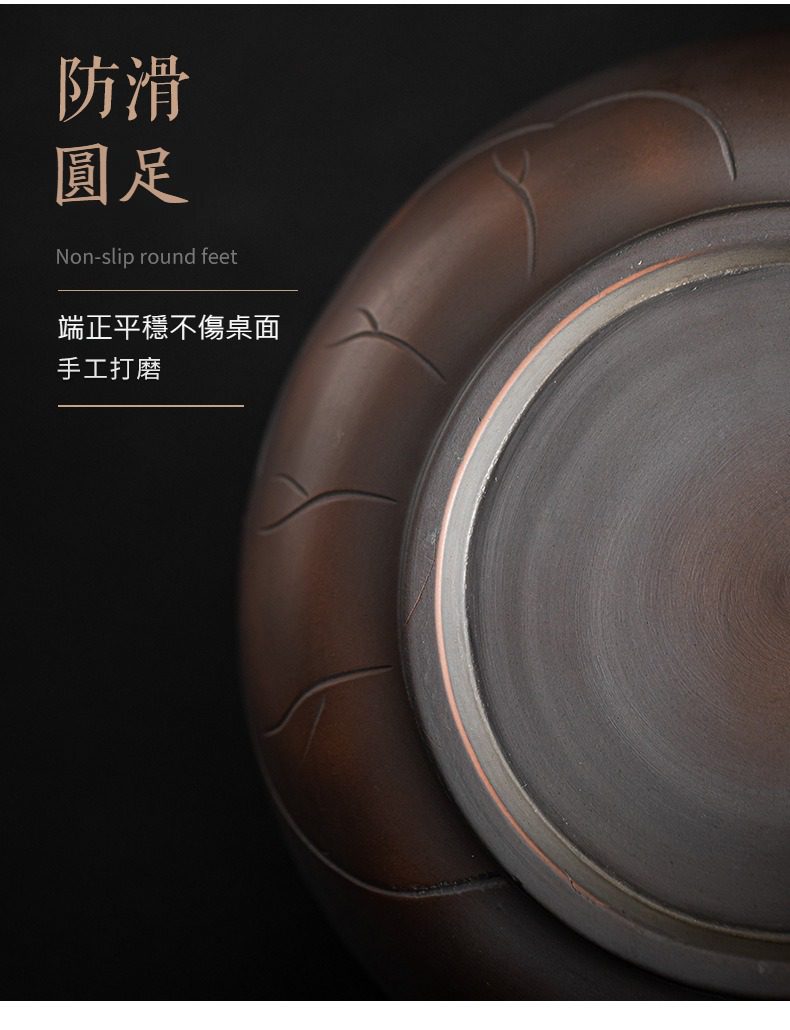 紫陶清溪茶洗，南山居手工紫砂壺底足，細膩打磨圓足設計，平穩防滑不傷茶桌，體現匠心工藝細節。