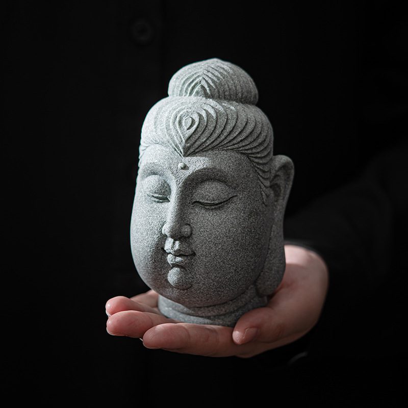 青砂石佛頭茶寵擺件- 南山居