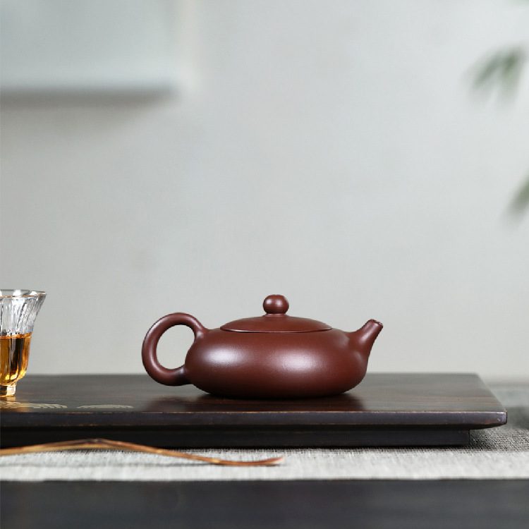 宜興紫砂壺原礦紫泥扁西施茶壺(130ml) - 南山居