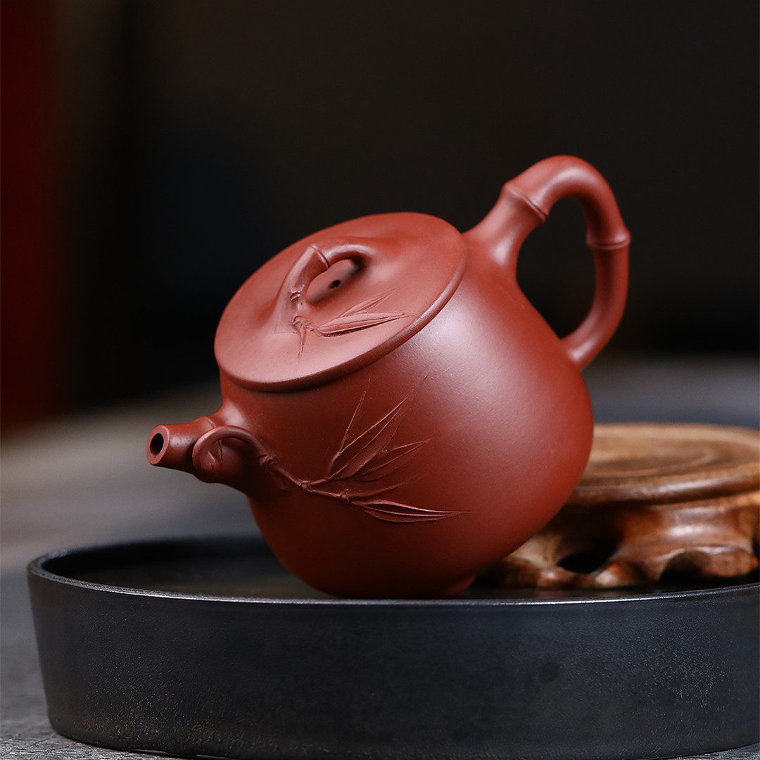 宜興紫砂壺原礦大紅袍竹節高石瓢茶壺(250ml) - 南山居