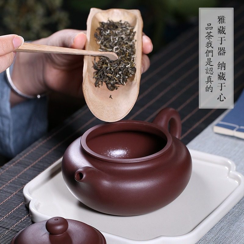 宜興紫砂壺原礦紫泥仿古茶壺(315ml) - 南山居