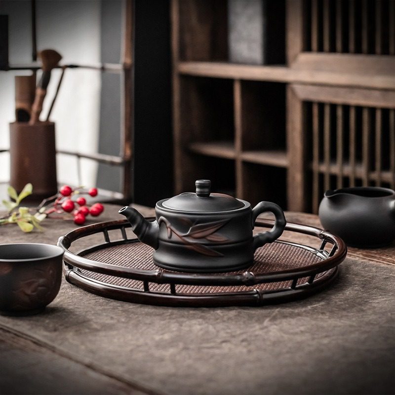紫陶清溪竹韻茶壺- 南山居