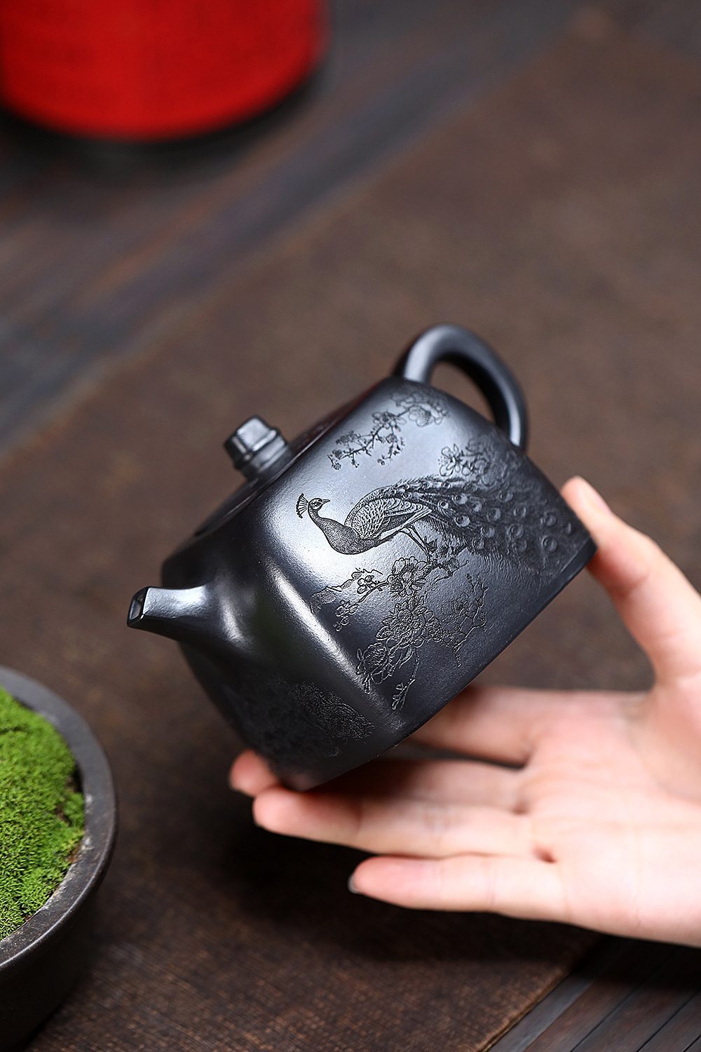 宜興紫砂壺原礦黑泥四方漢鐸壺(260ml) - 南山居