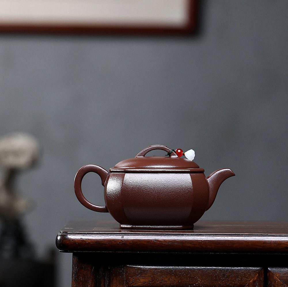 宜興紫砂壺原礦陳腐紫泥方圓漢瓦壺(320ml) - 南山居