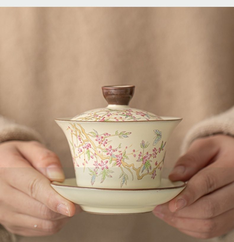 米黃汝窯紫藤花旅行茶具組- 南山居