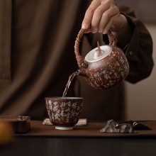 古法鎏銀工藝手作七碗茶詩提梁壺- 南山居