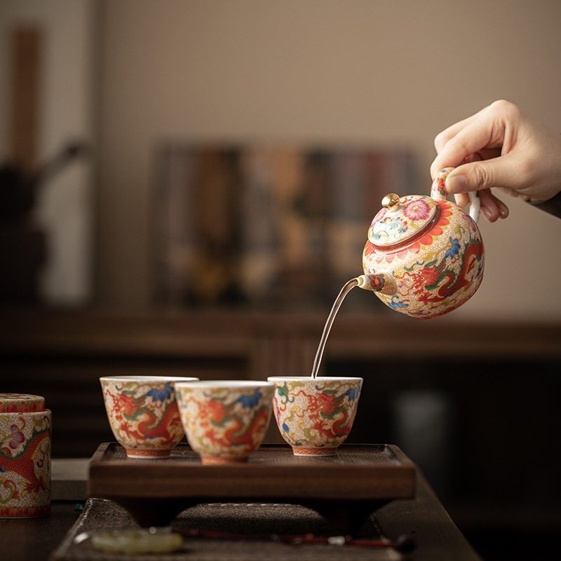 茶櫃　牡丹　　新品未使用 琺瑯彩茶具禮盒套裝- 南山居