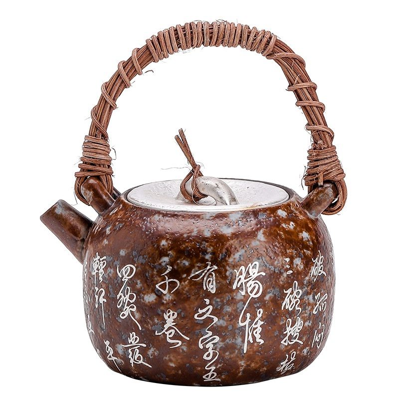 古法鎏銀工藝手作七碗茶詩提梁壺- 南山居