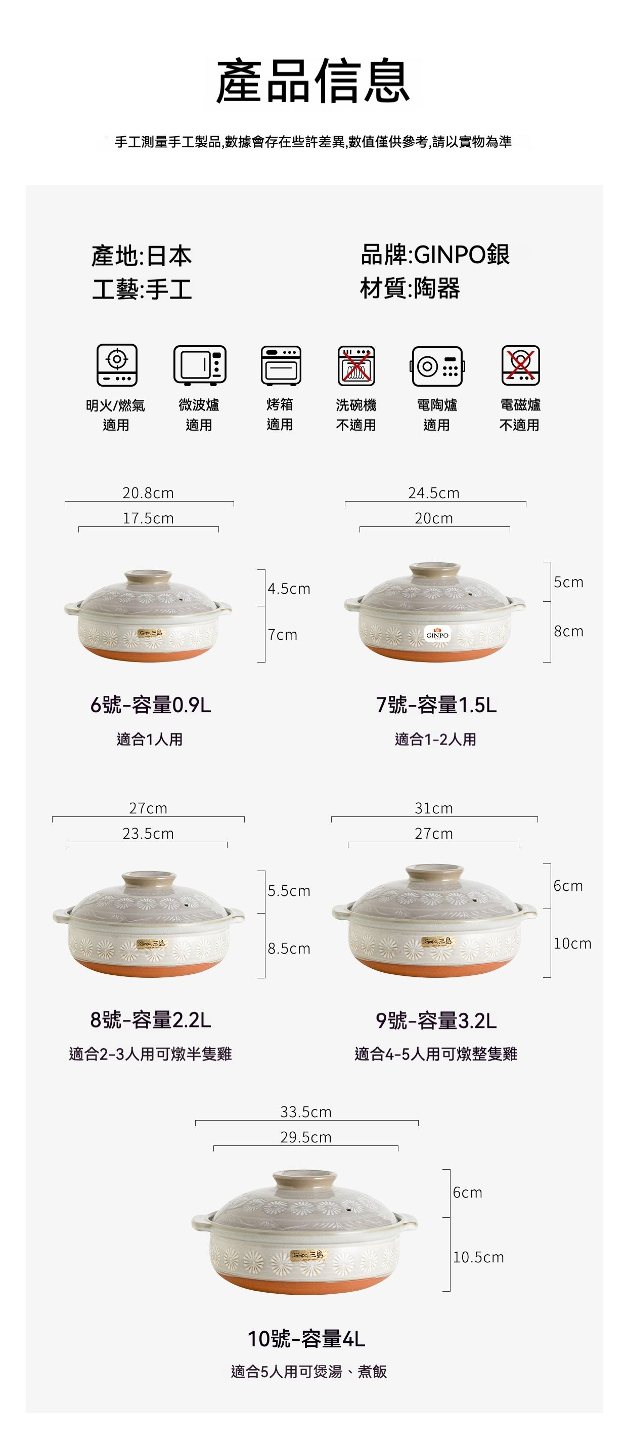 純手繪花三島陶土湯鍋／萬古燒，南山居手工日本銀峯土鍋，淺米色陶瓷鍋身搭配雅緻花紋，鍋底赤陶原色，彰顯質樸手作溫暖。