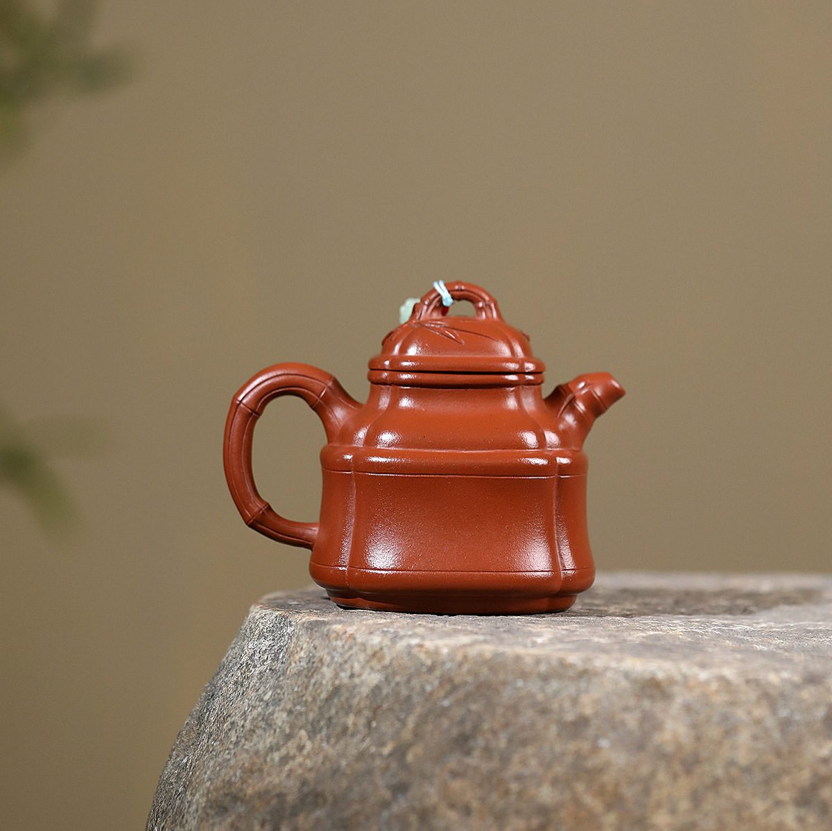 宜興紫砂壺原礦小煤窯朱泥四方竹鼎壺(280ml) - 南山居