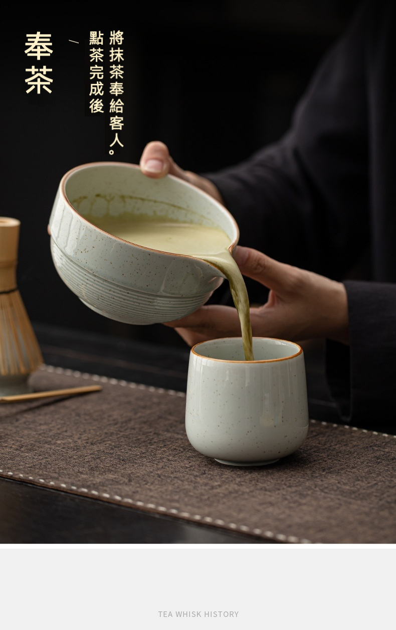 點茶 - 復古日式抹茶八件組，南山居手工點茶陶瓷抹茶碗與茶杯套組，素雅釉面點綴斑駁，呈現優雅奉茶儀式。