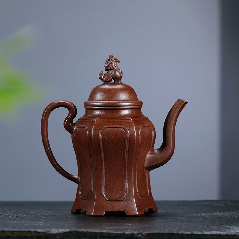 宜興紫砂壺原礦紫泥六方高鐘壺(480ml) - 南山居