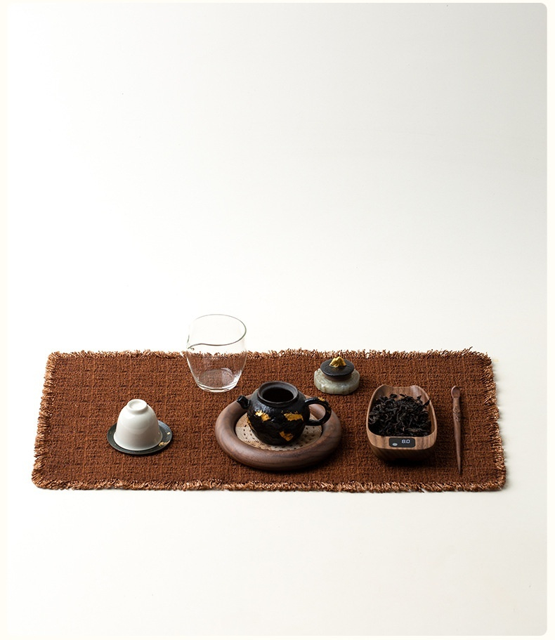 胡桃木電子茶則，南山居金箔禪風茶壺、陶杯、公道杯、茶葉與茶席，專業茶具組。