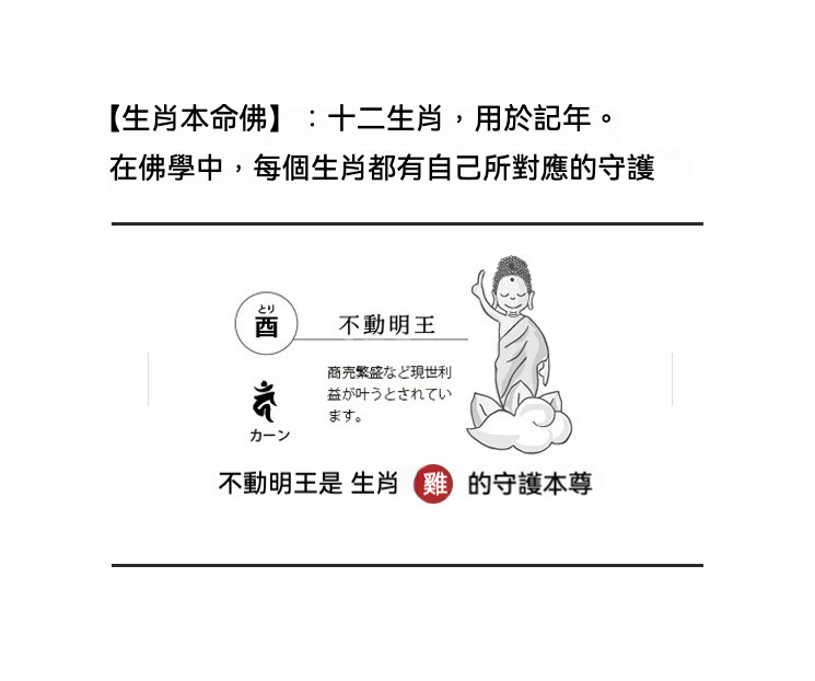 日本大師手作落款 - 不動明王佛像擺件，生肖本命佛不動明王圖示，詳細解析屬雞守護尊，彰顯東方佛教文化與禪意生活。