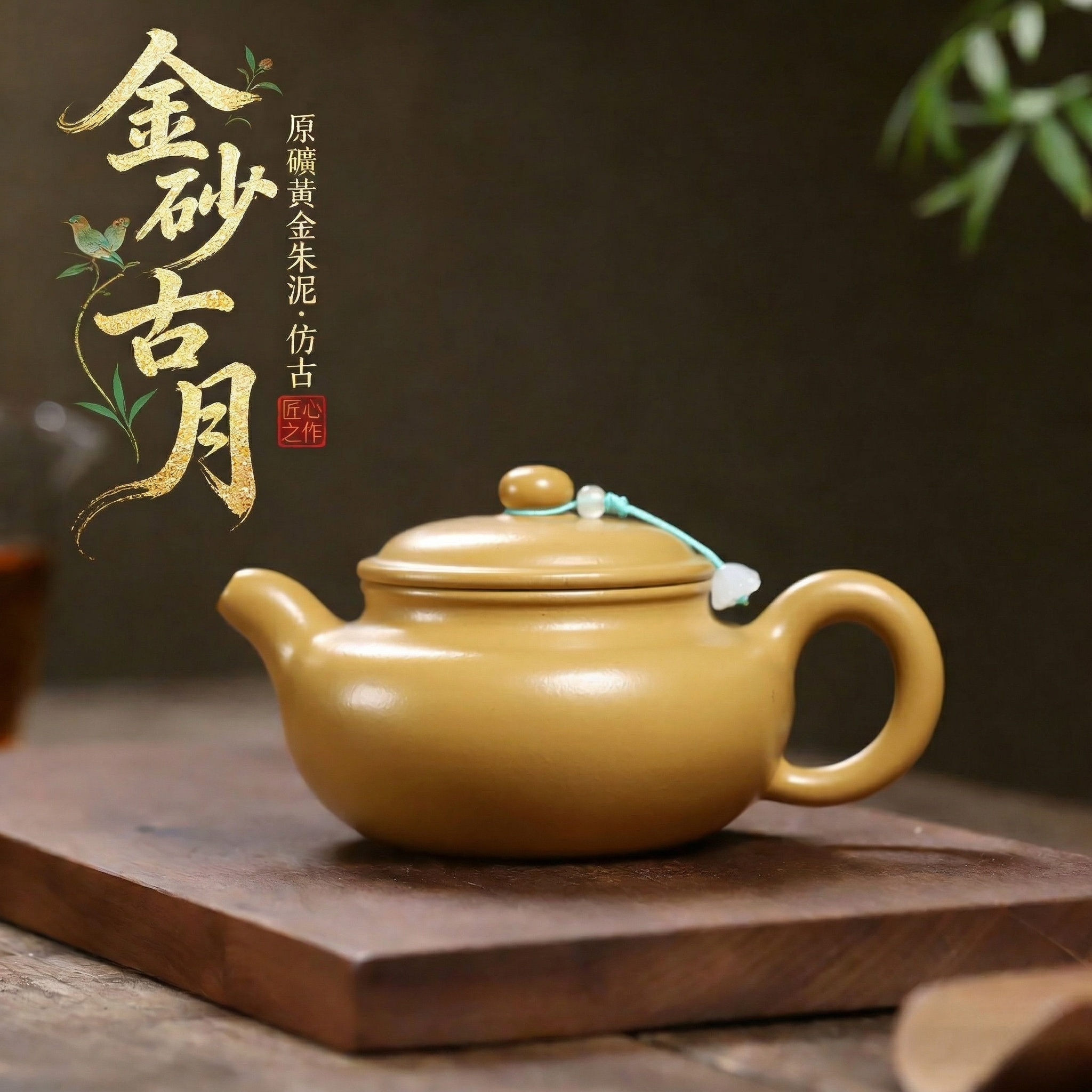 宜興紫砂壺原礦黃金朱泥金砂古月壺(280ml) - 南山居