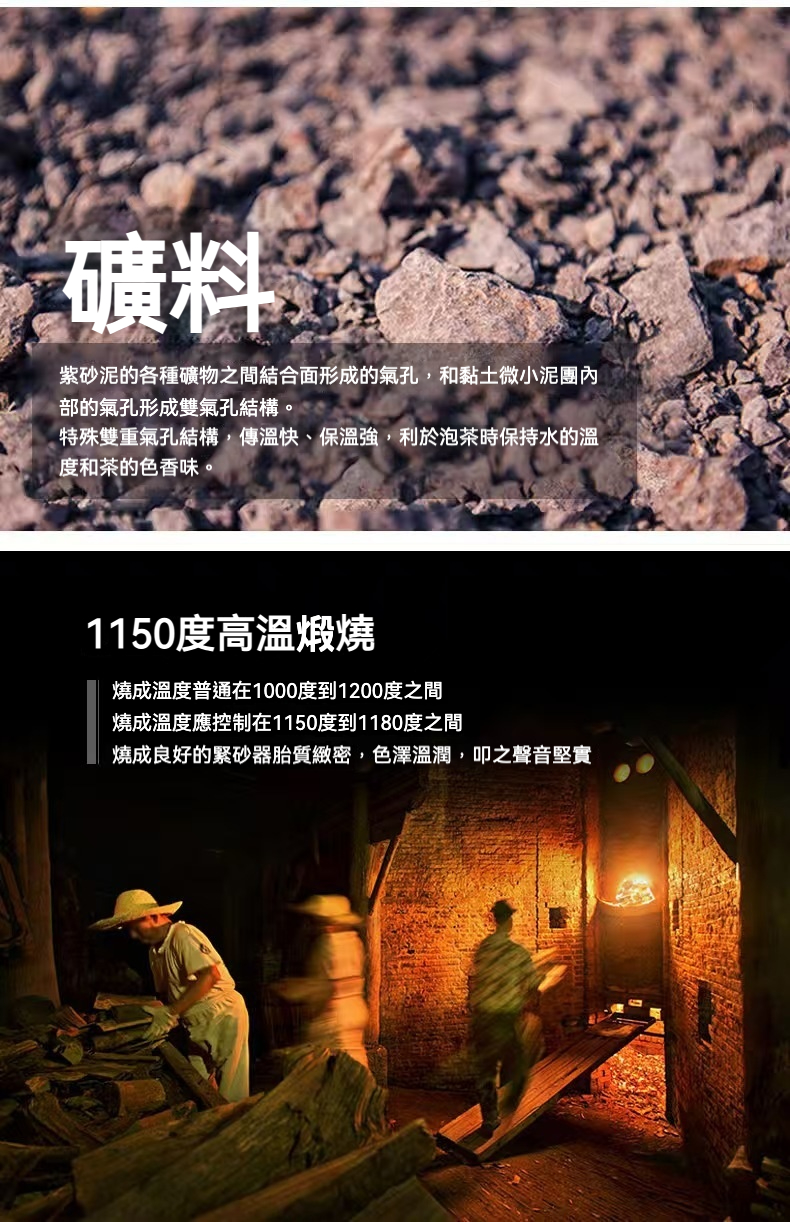 宜興紫砂壺原礦紫泥金錢豹仿生壺(310ml)，南山居紫砂壺工藝解析，展示原礦礦料與1150度高溫窯燒過程，體現傳統紫砂雙氣孔結構與精緻燒製技術。