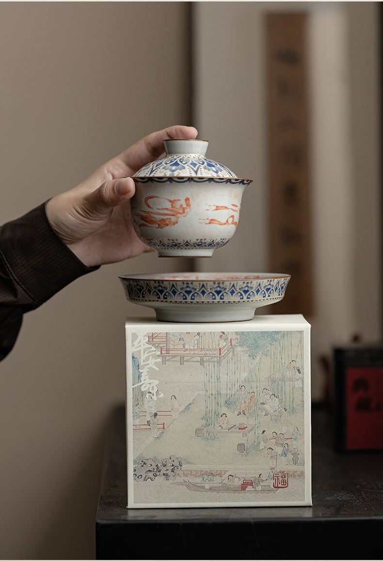 汝窯敦煌飛天元寶蓋碗 商品詳情圖 7