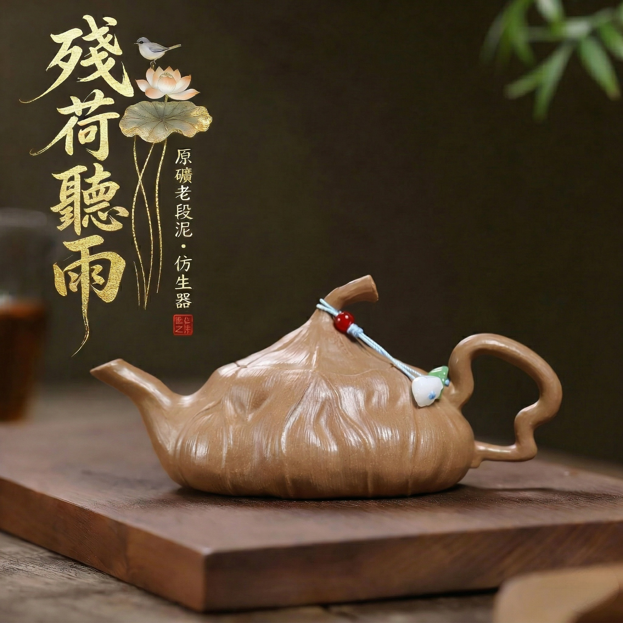 宜興紫砂壺原礦老段泥殘荷聽雨壺(140ml) - 南山居