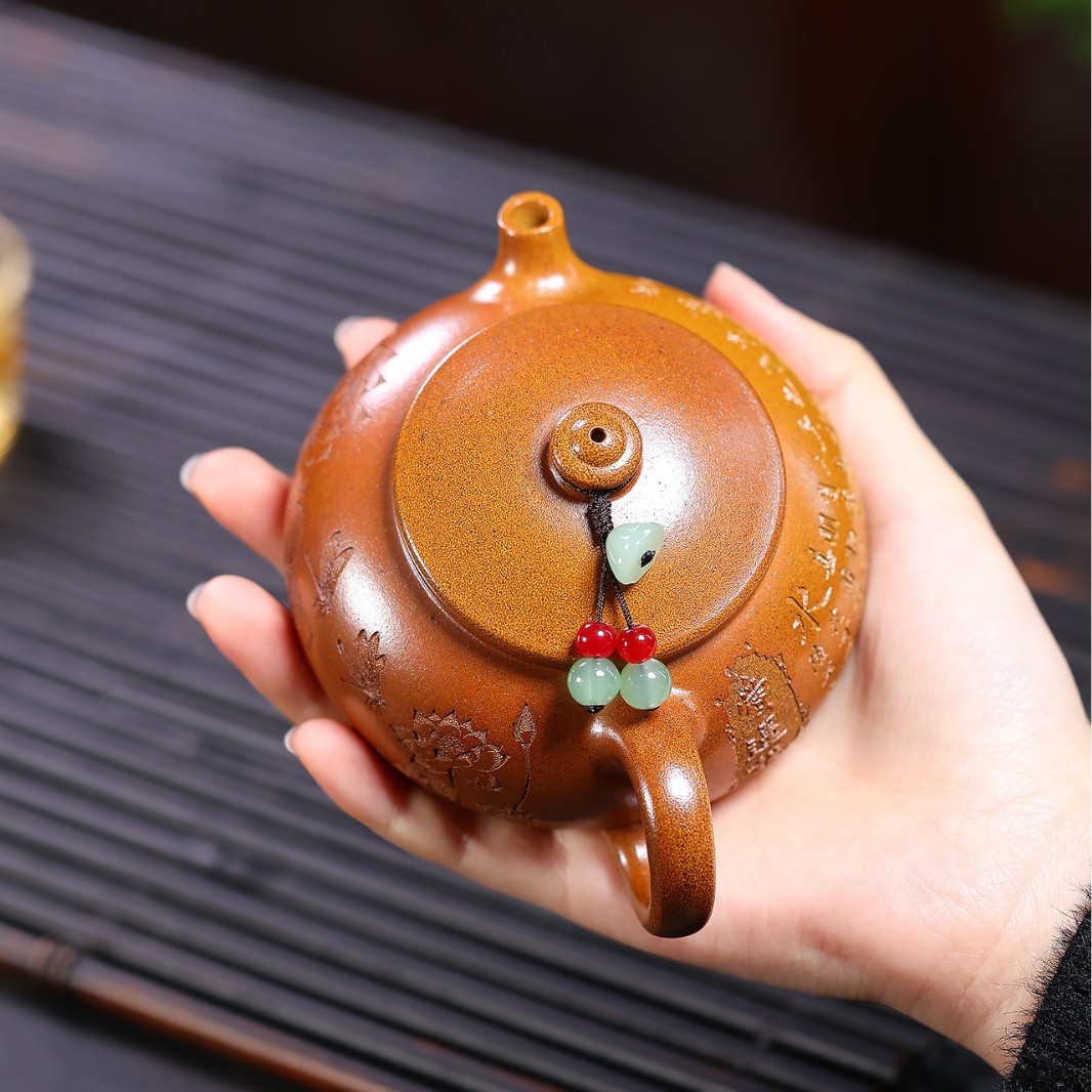 宜興紫砂壺原礦龍骨金砂愛蓮說寒江壺(190ml) - 南山居