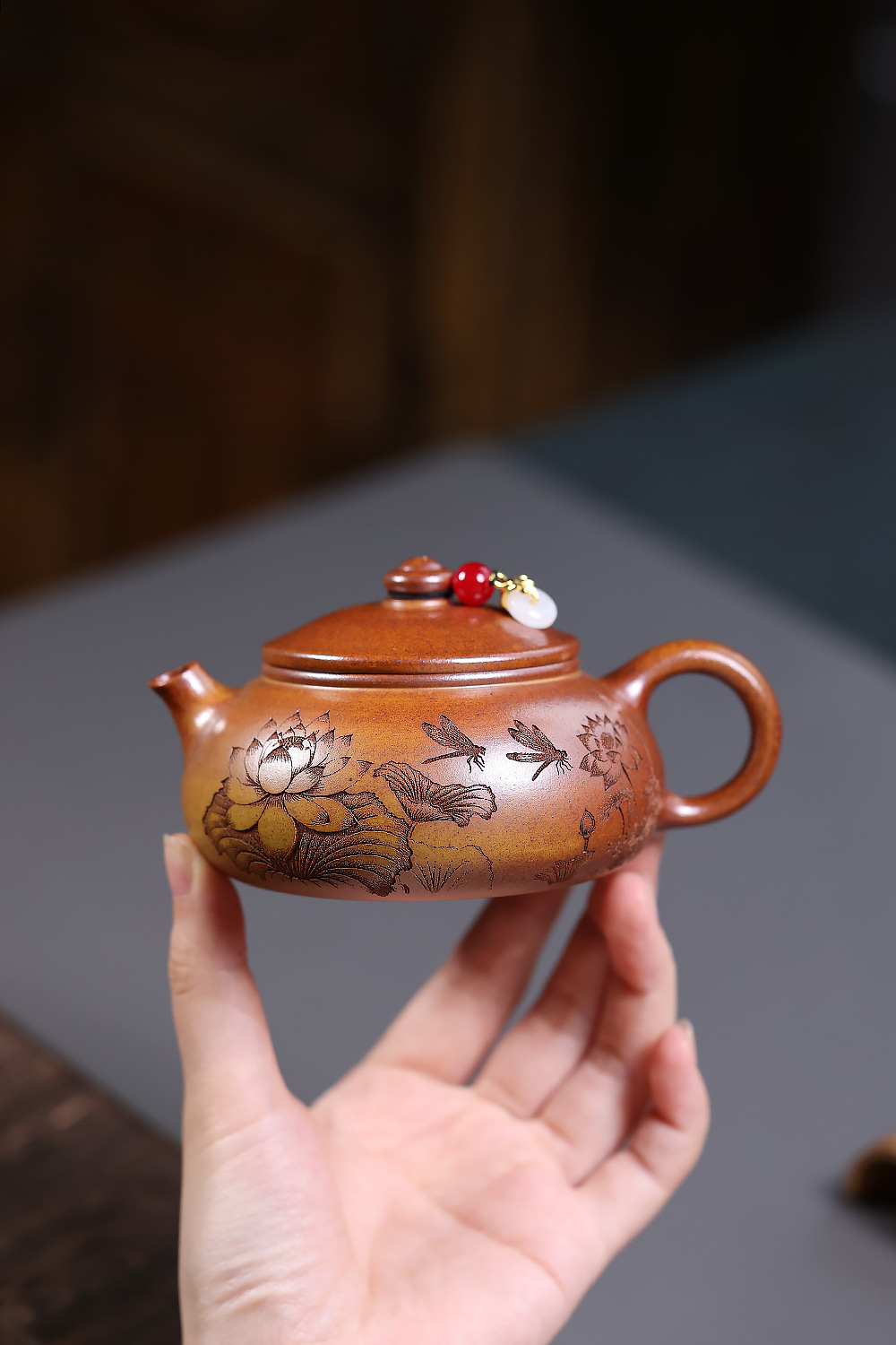 宜興紫砂壺原礦段泥愛蓮說寒江壺(200ml) 商品詳情圖 7
