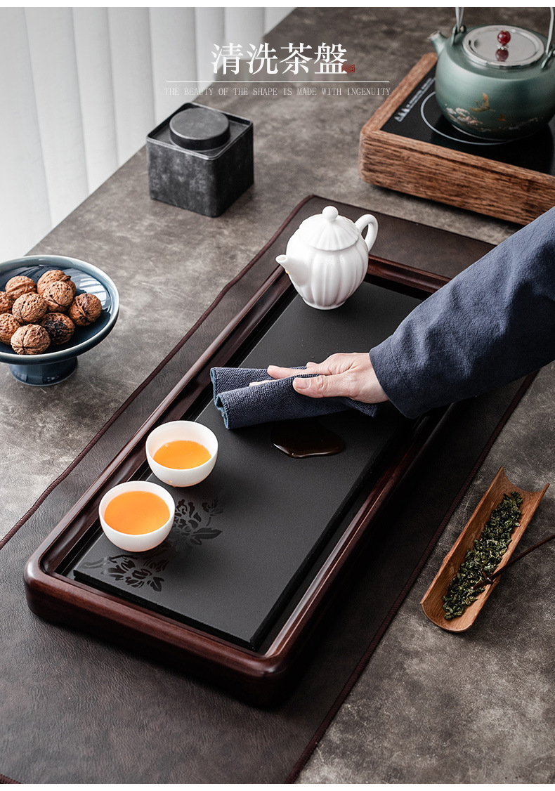 鑲嵌雙拼實木茶盤 商品詳情圖 5