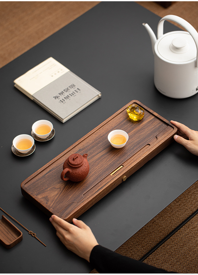 北美黑胡桃木遠舟窗格茶盤 商品詳情圖 4
