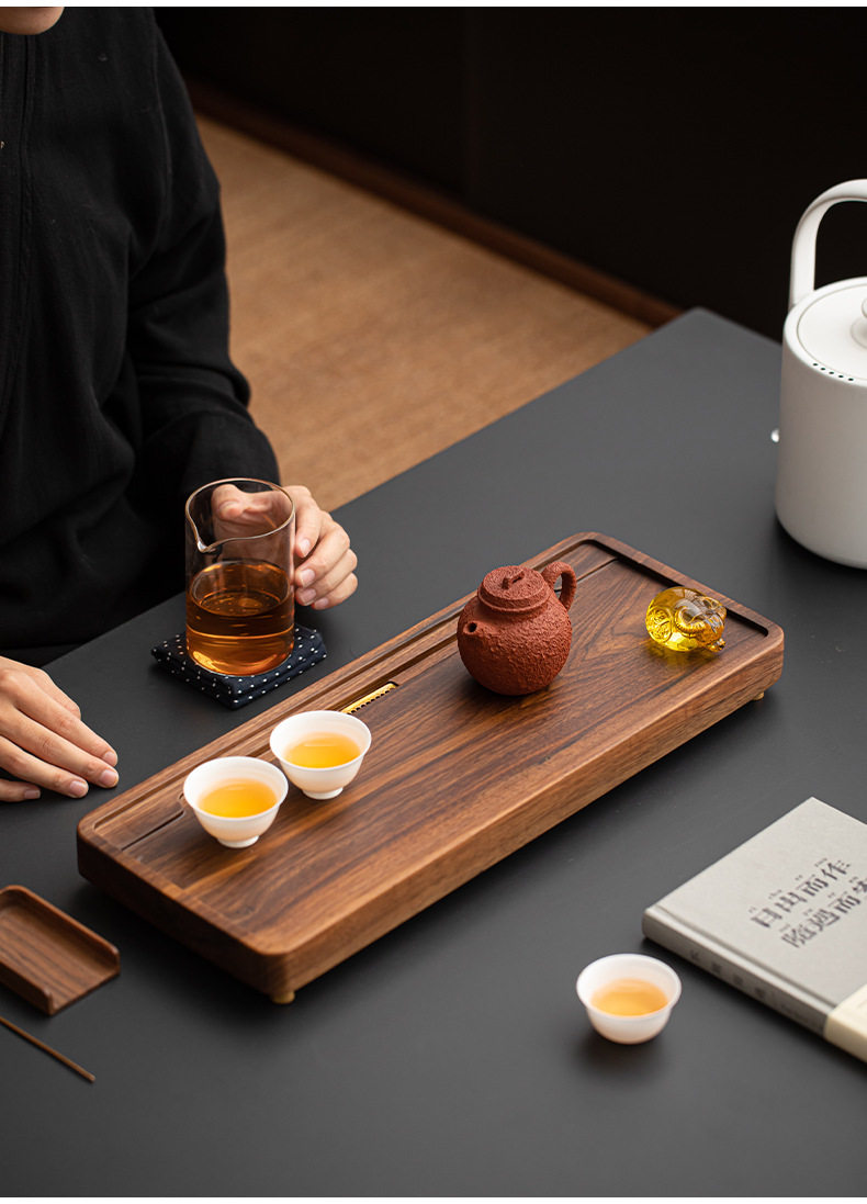 北美黑胡桃木遠舟窗格茶盤 商品詳情圖 8