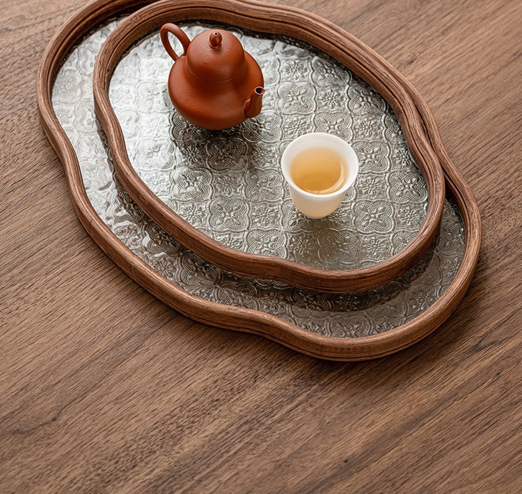 復古老竹海棠花玻璃茶盤 商品詳情圖 2