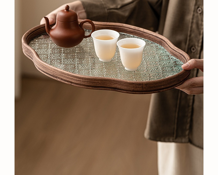 復古老竹海棠花玻璃茶盤 商品詳情圖 9