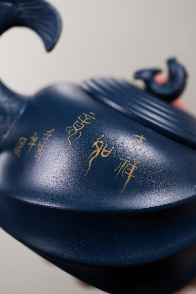 宜興紫砂壺原礦天青泥魚化龍仿生壺(450ml) 商品詳情圖 13