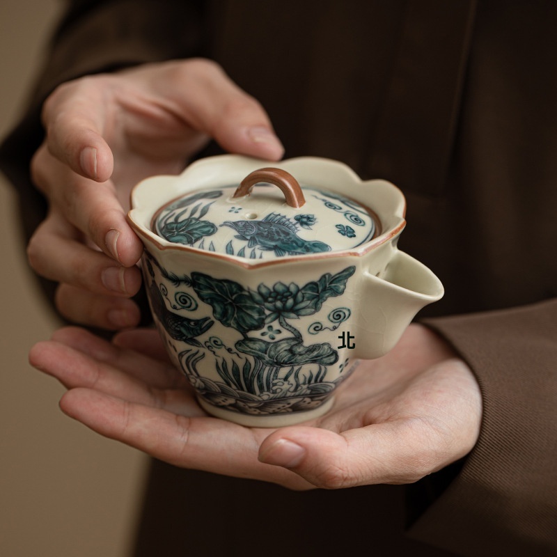 汝窯魚藻紋花口壺 商品詳情圖 19