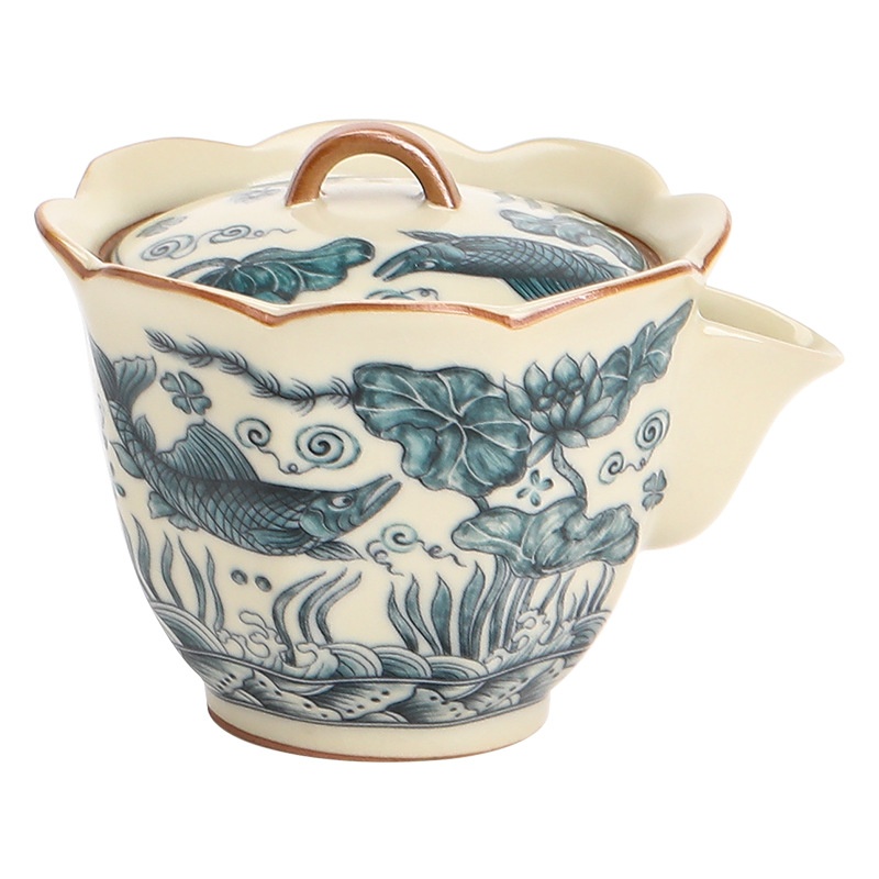 汝窯魚藻紋花口壺 商品詳情圖 8