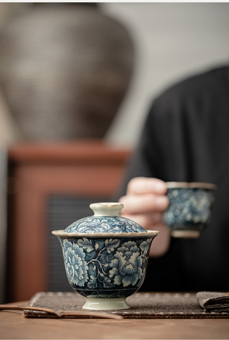 仿古汝窯繁花花邊蓋碗 商品詳情圖 10