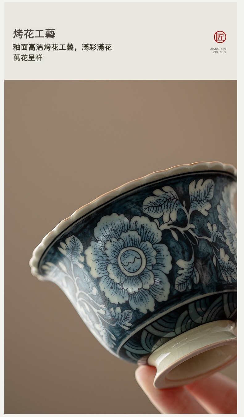 仿古汝窯繁花花邊蓋碗 商品詳情圖 17