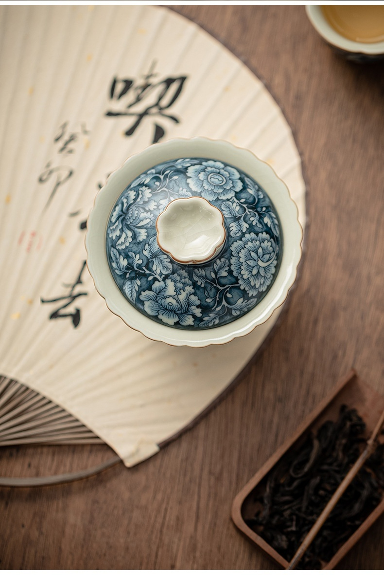 仿古汝窯繁花花邊蓋碗 商品詳情圖 20