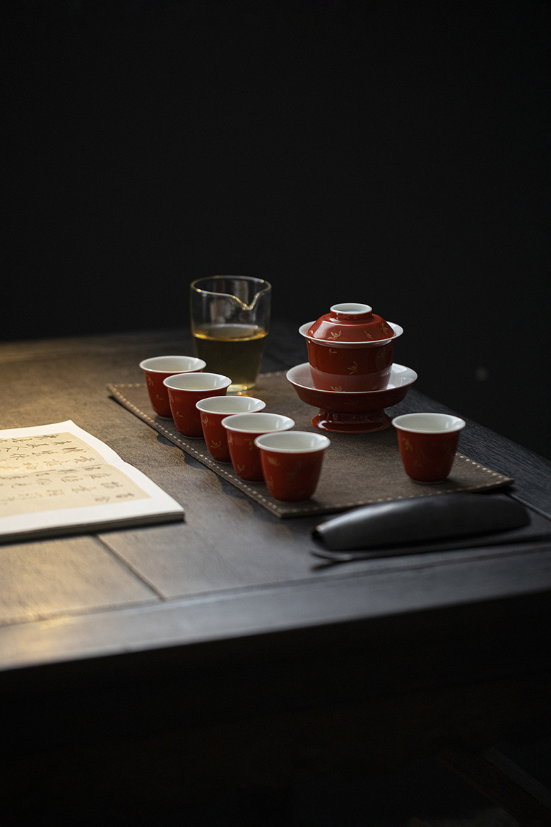郎紅燙金蘭花 - 書文品茗杯 商品詳情圖 4