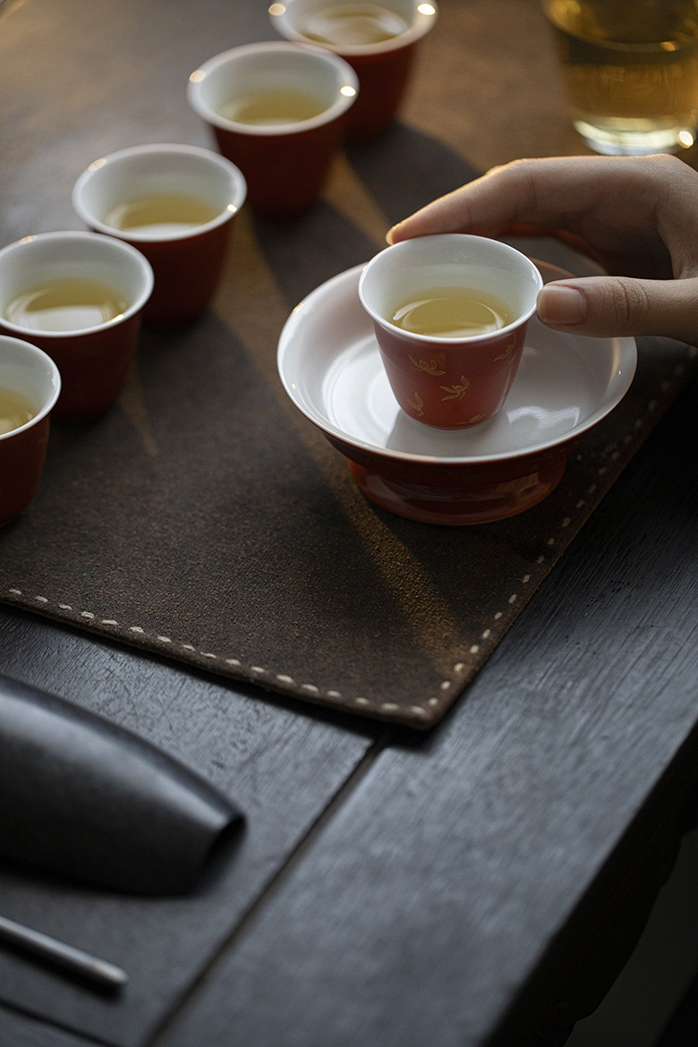 郎紅燙金蘭花 - 書文品茗杯 商品詳情圖 5