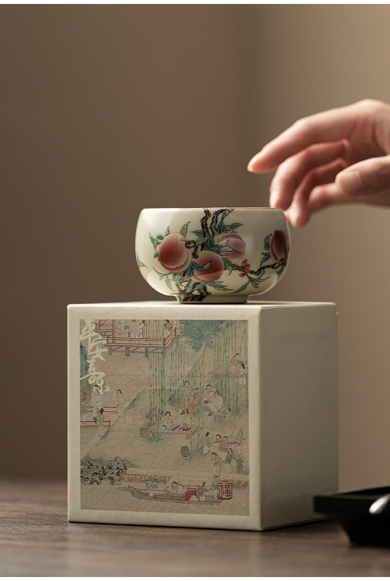 仿古汝窯九桃羅漢杯 商品詳情圖 4