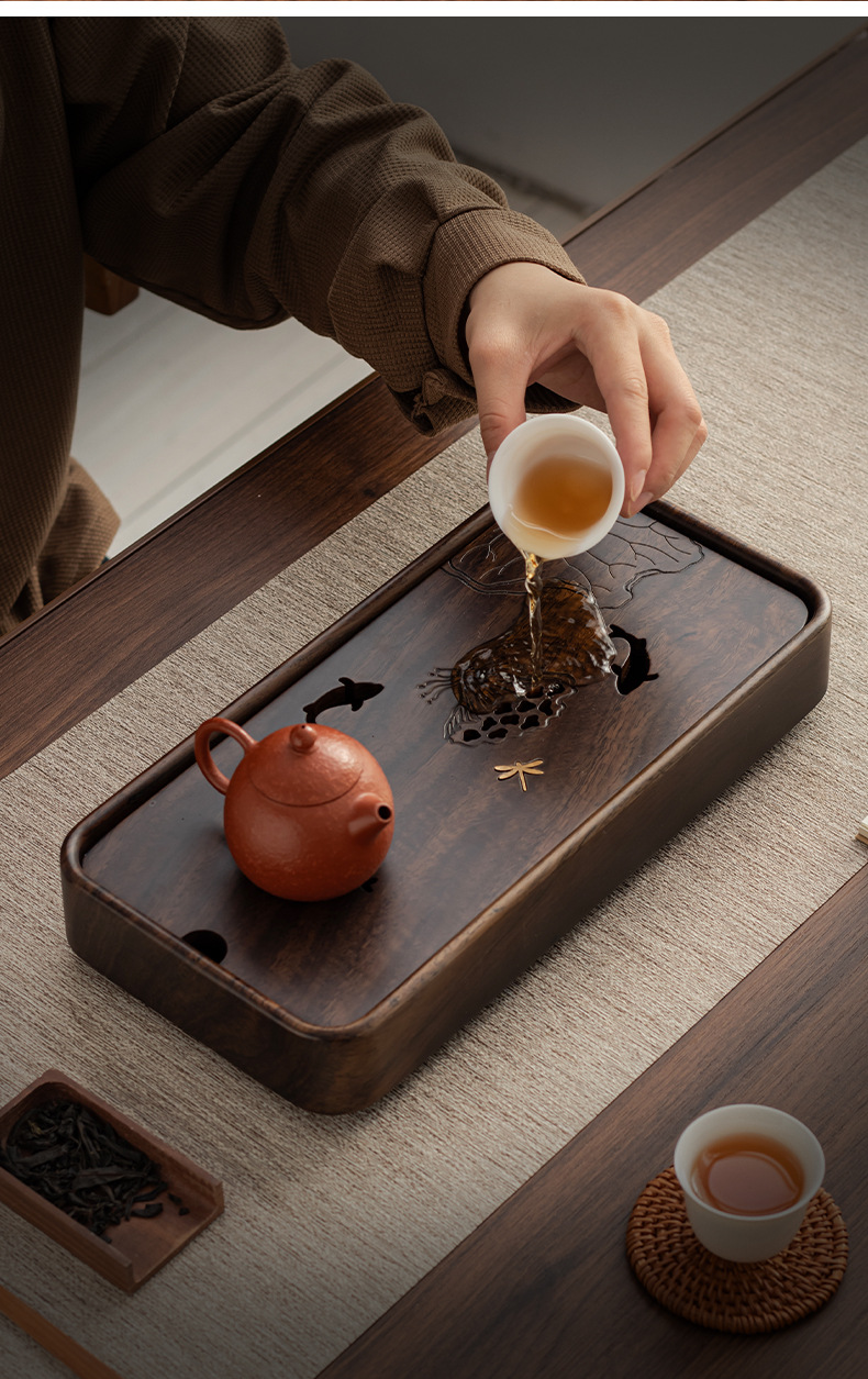 黑檀木荷塘月色茶盤 商品詳情圖 6