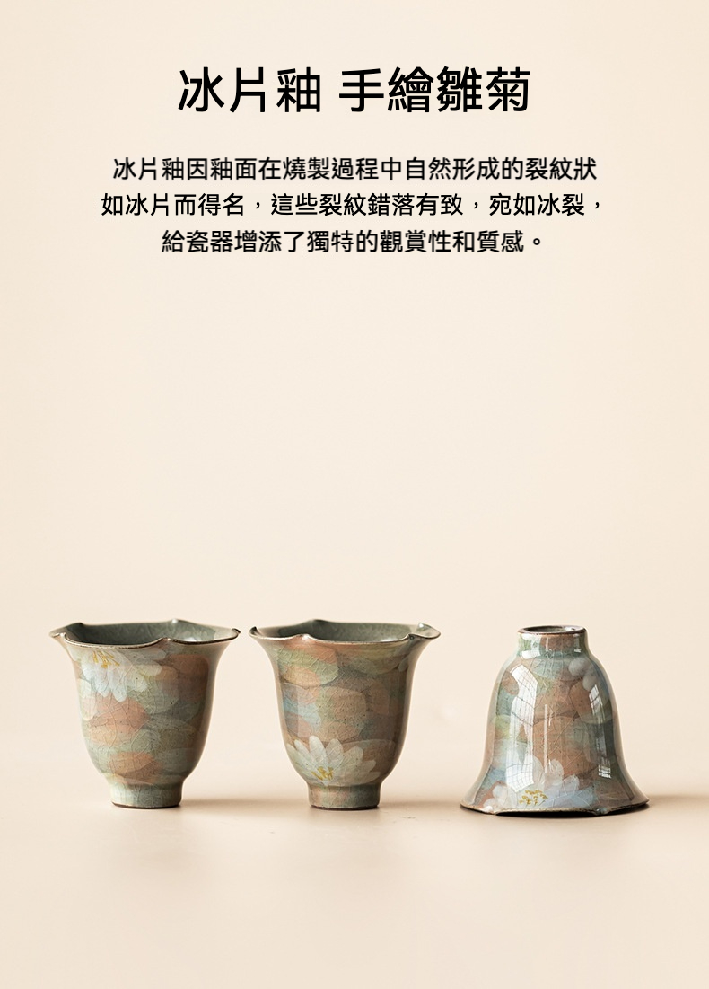 冰片釉手繪雛菊陶瓷茶杯 商品詳情圖 5