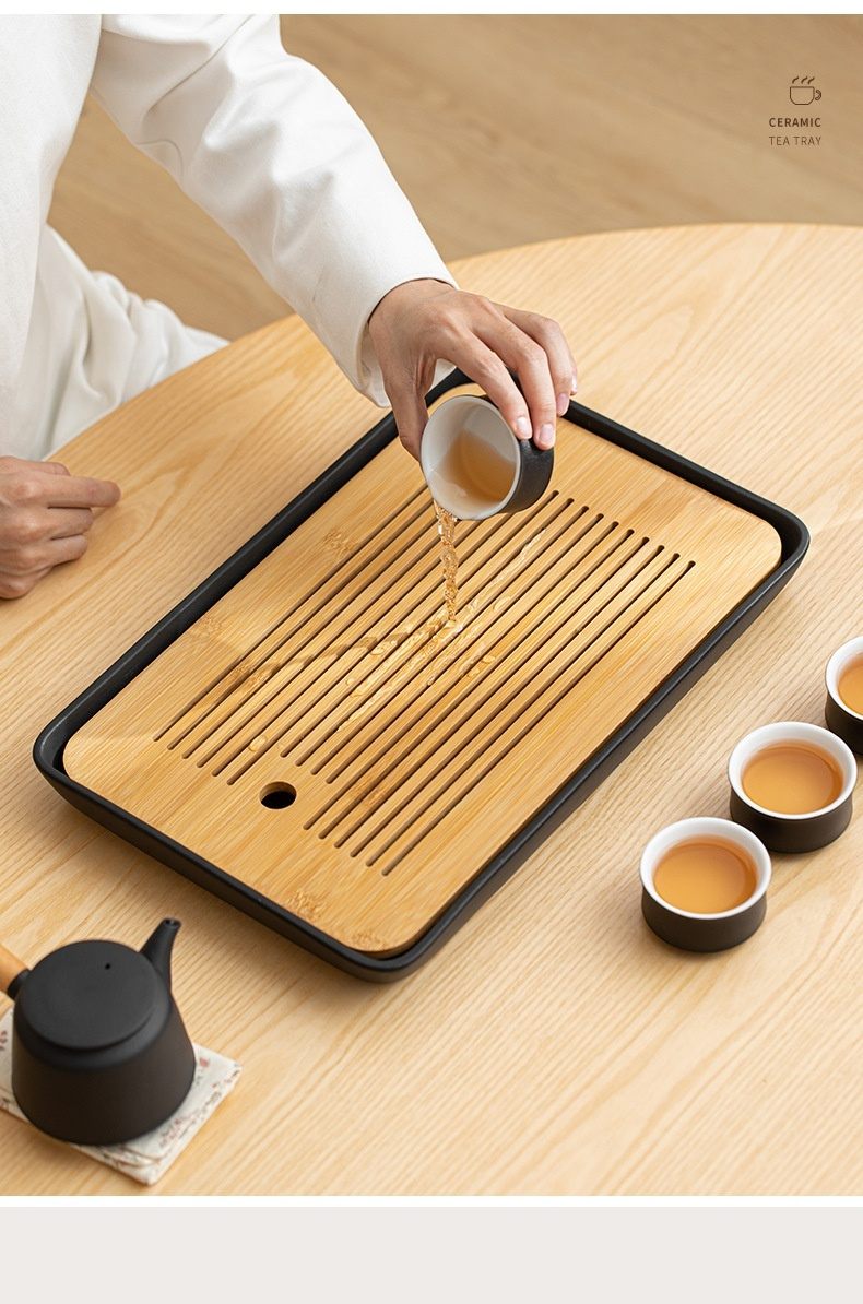日式簡約陶竹儲水茶盤 商品詳情圖 14