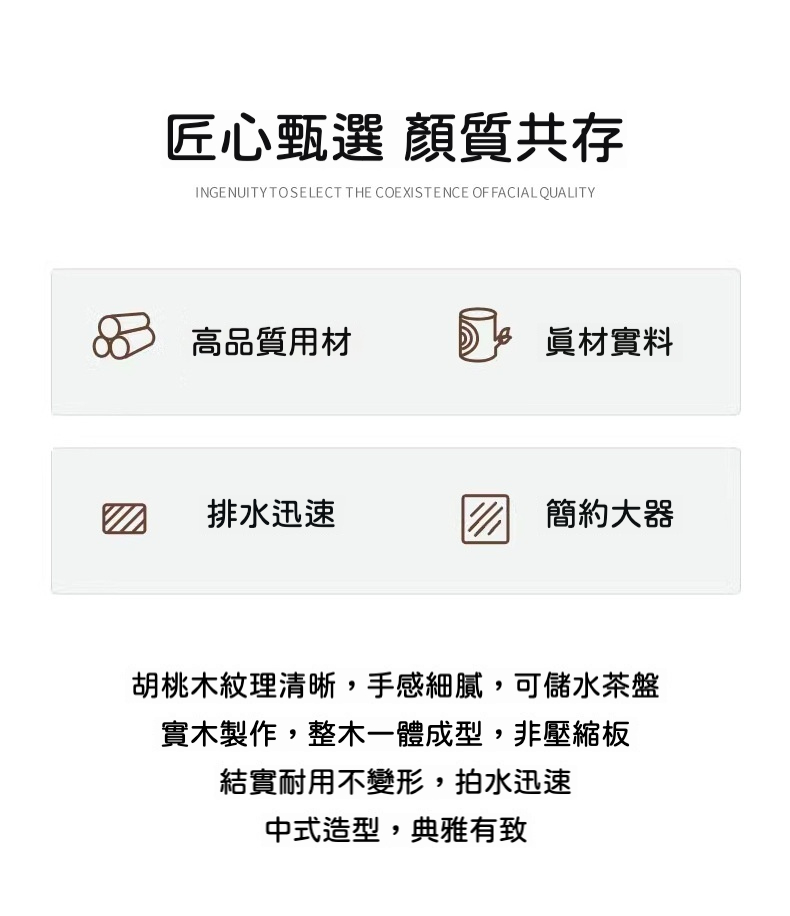 胡桃木蘇窗實木茶盤 商品詳情圖 2