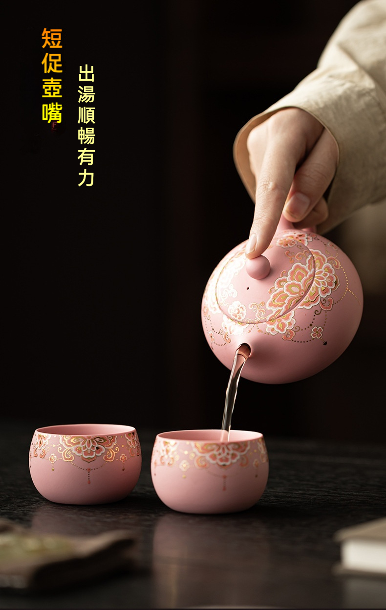 粉紫砂團花紋一壺兩杯套組 商品詳情圖 10