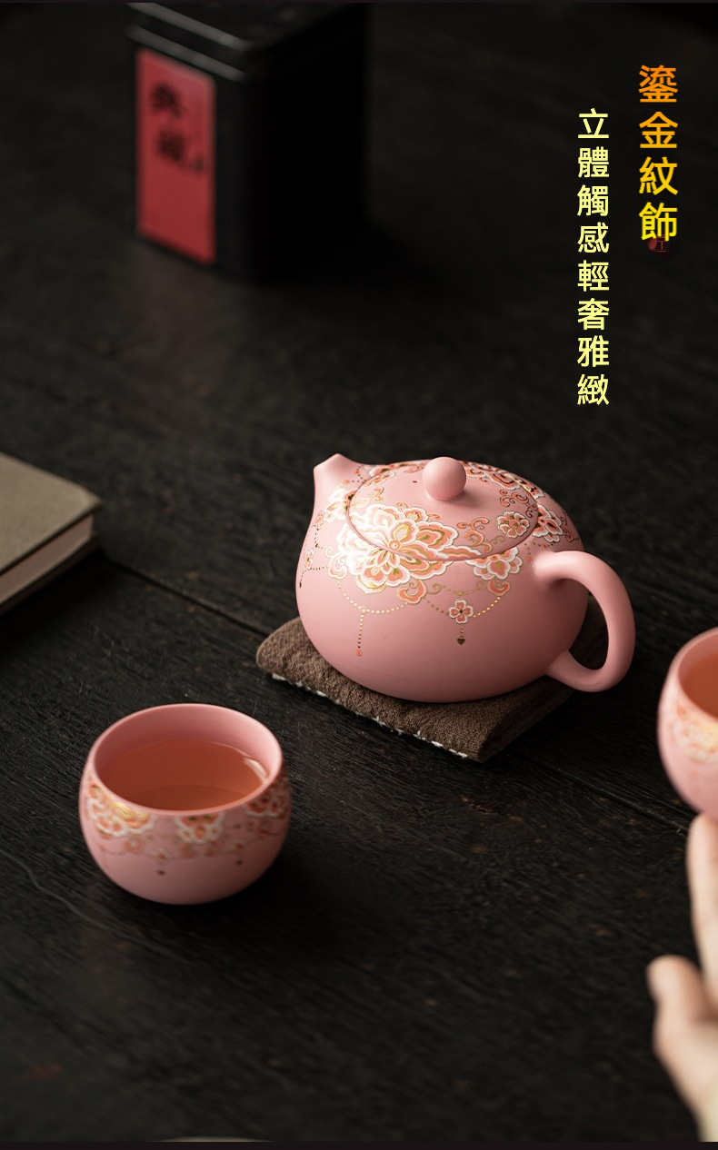 粉紫砂團花紋一壺兩杯套組 商品詳情圖 12