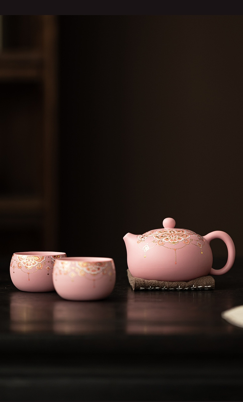 粉紫砂團花紋一壺兩杯套組 商品詳情圖 16