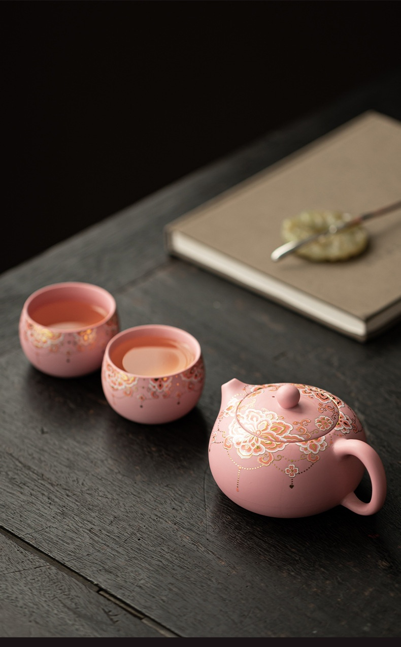 粉紫砂團花紋一壺兩杯套組 商品詳情圖 17