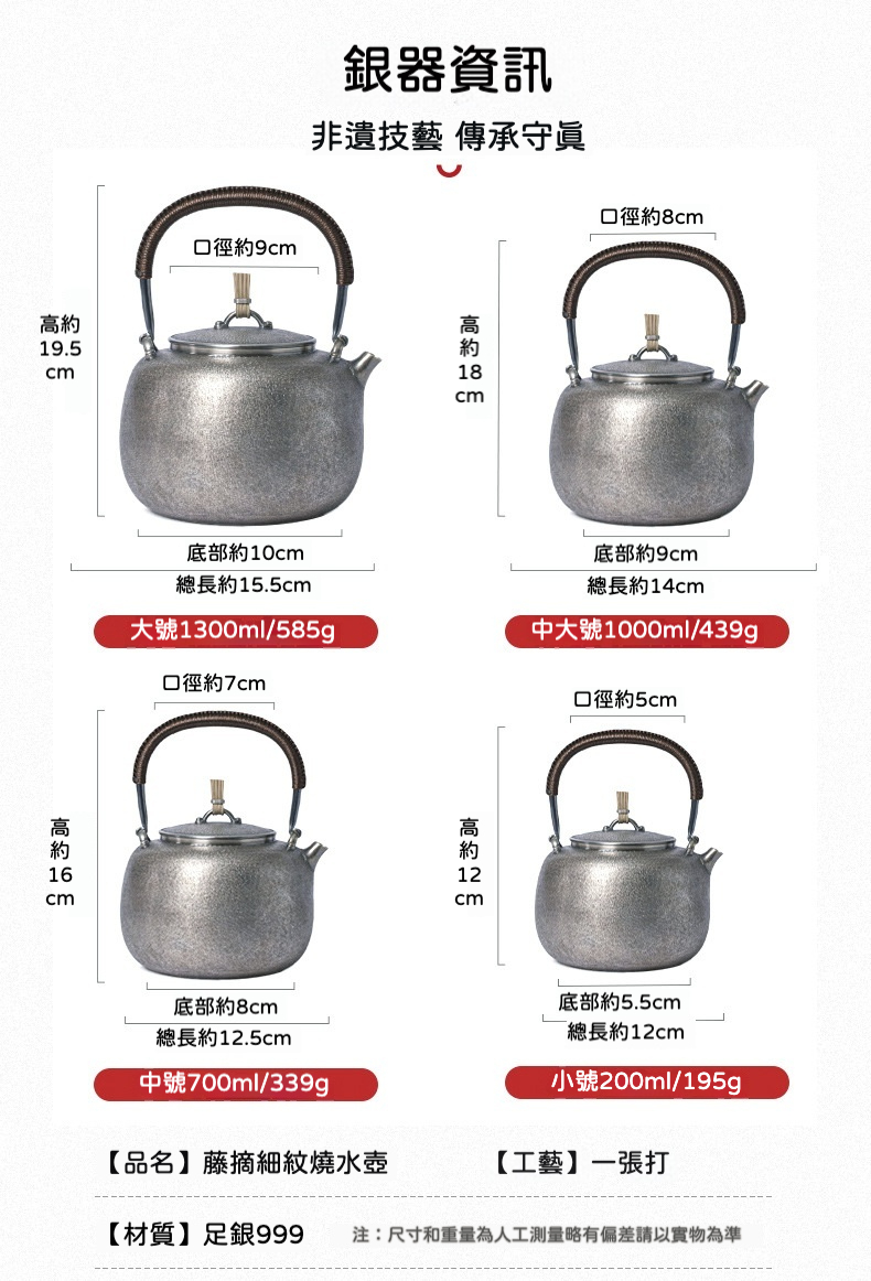 999純銀日式手工魚子紋銀壺 商品詳情圖 3