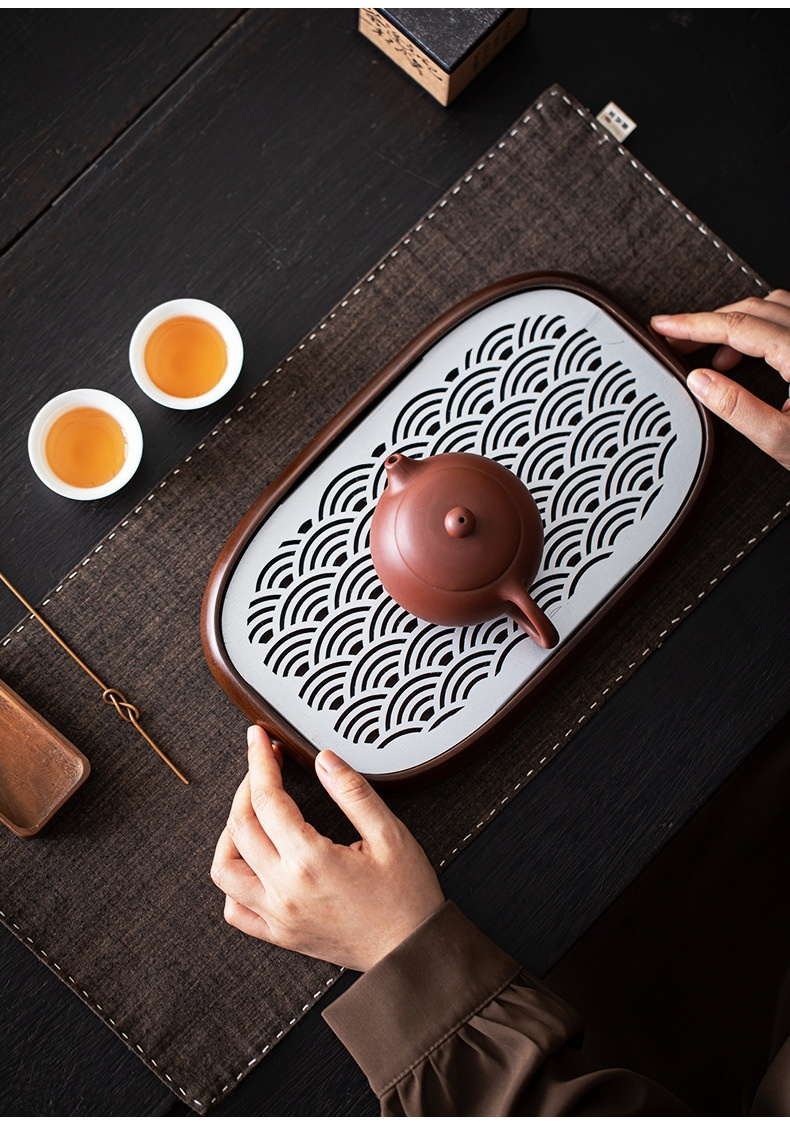 天然竹木合金祥雲茶盤 商品詳情圖 3