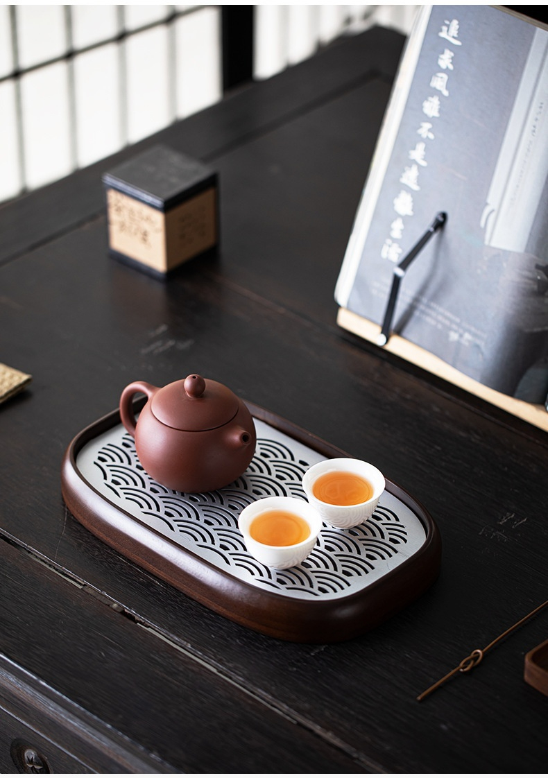 天然竹木合金祥雲茶盤 商品詳情圖 6