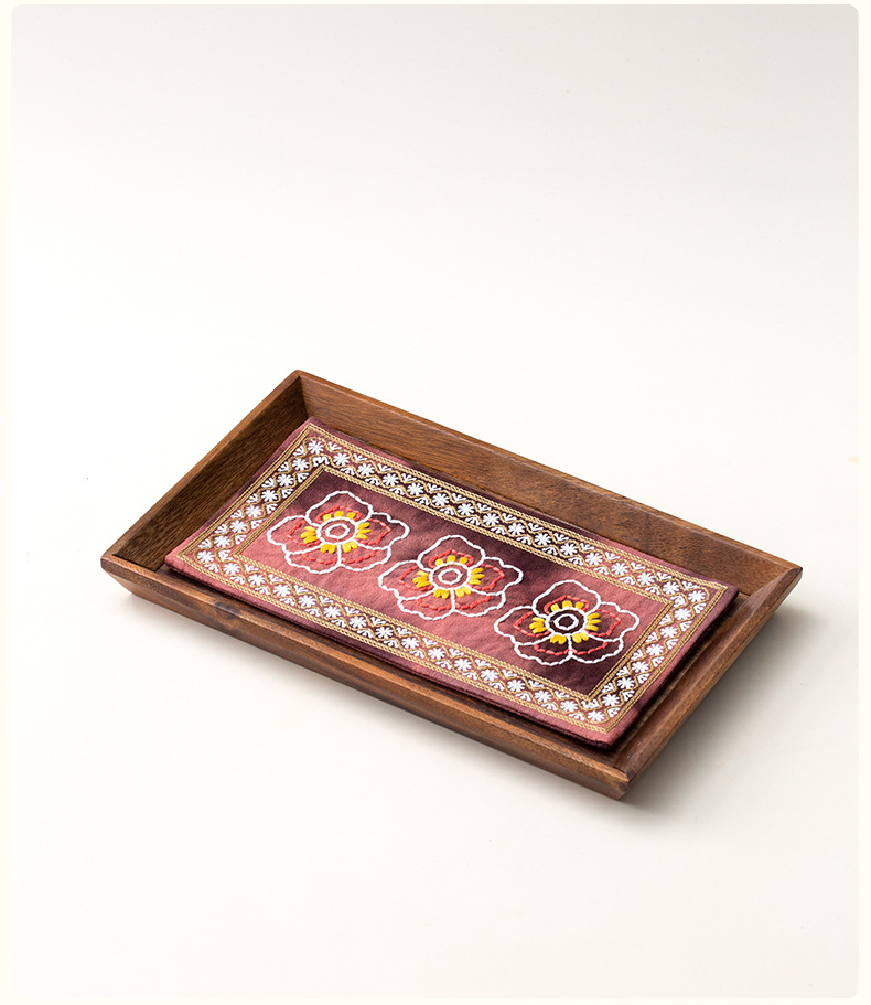 刺繡紮染寶相花茶席胡桃木茶盤套組 商品詳情圖 10